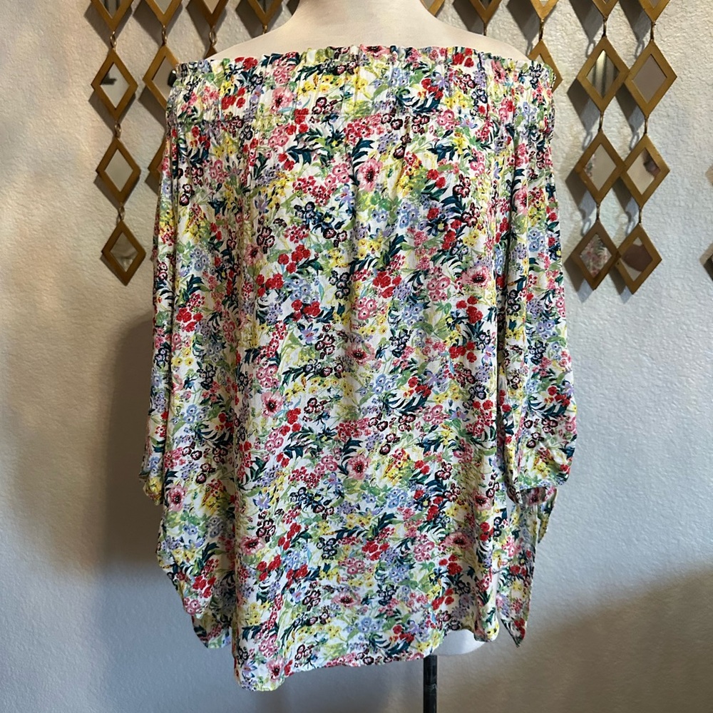 H&M Multicolor Floral Off-Shoulder Blouse